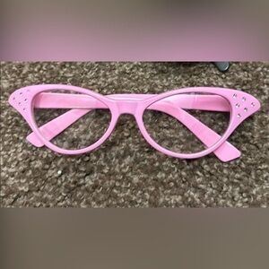 1950 styled glasses pink and rhinestone cat eye glasses sock hop costume